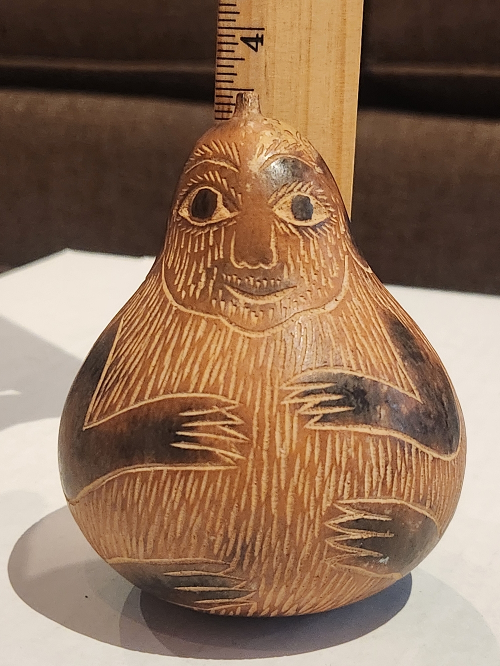 VTG Monkey Gourd Folk Art Hand Carved Etched Peruvian Decor Nature - Picture 11 of 12